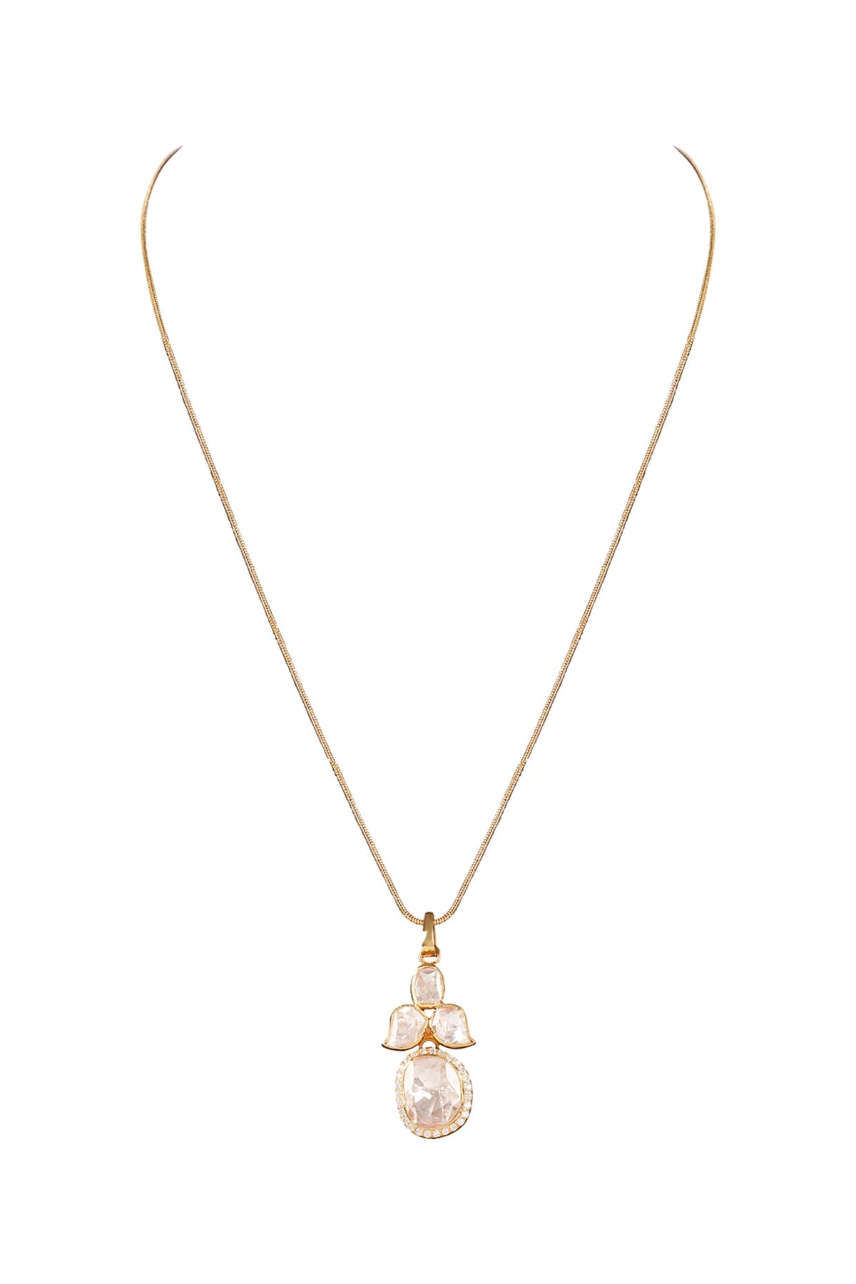 Gold Finish Yellow Moissanite Polki Pendant