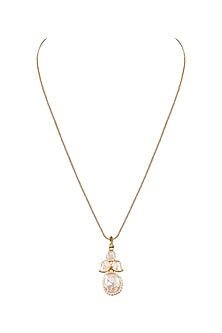 Gold Finish Yellow Moissanite Polki Pendant