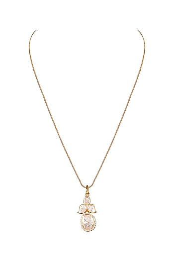 Gold Finish Yellow Moissanite Polki Pendant