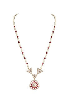 Gold Finish Yellow Moissanite Polki Long Necklace