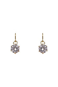 Gold Plated Zircon Dangler Earrings In Sterling Silver