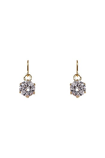 Gold Plated Zircon Dangler Earrings In Sterling Silver
