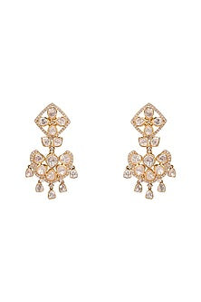 Gold Plated Kundan Polki Necklace Set In Sterling Silver