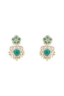 Gold Plated Kundan Polki Necklace Set In Sterling Silver