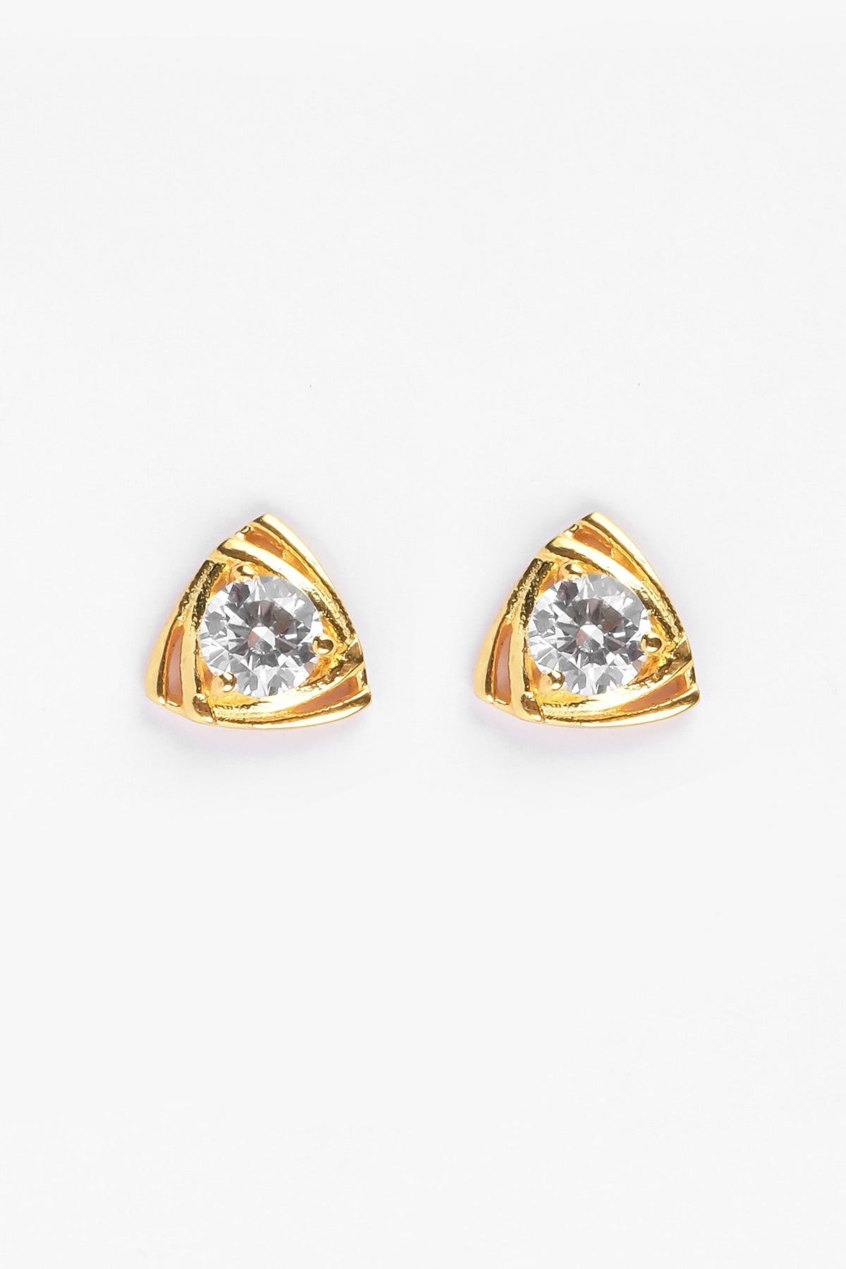 Gold Plated Zircon Stud Earrings In Sterling Silver