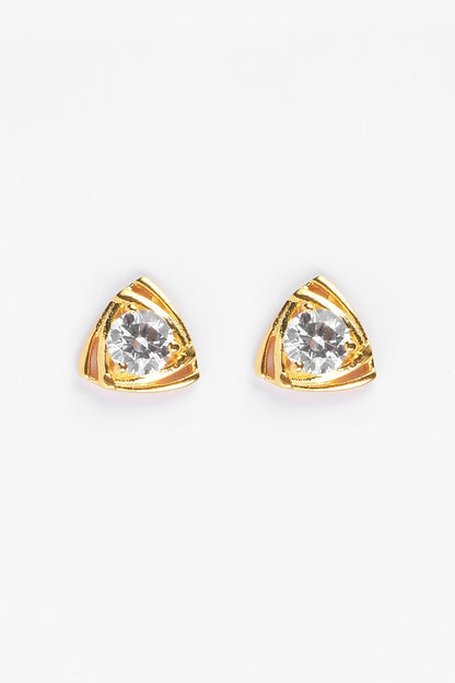 Gold Plated Zircon Stud Earrings In Sterling Silver