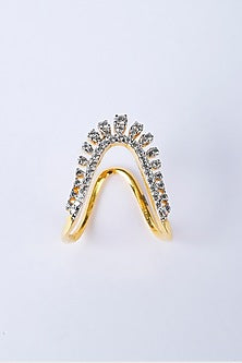 Gold Plated Zircon Ring In Sterling Silver