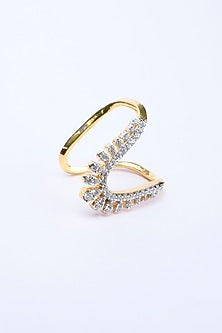 Gold Plated Zircon Ring In Sterling Silver