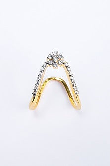 Gold Plated Zircon Ring In Sterling Silver