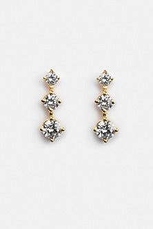 Gold Plated Zircon Dangler Earrings In Sterling Silver