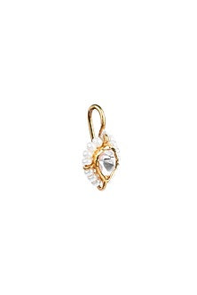 Gold Finish Kundan Polki Nose Ring In Sterling Silver
