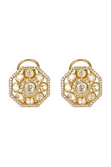 Gold Plated Handcrafted Stud Earrings In Sterling Silver