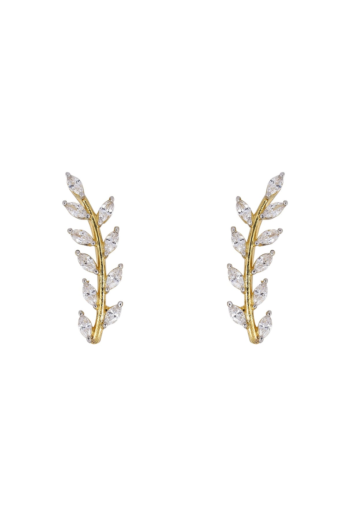 Gold Rhodium Plated Zircon Stud Earrings In Sterling Silver
