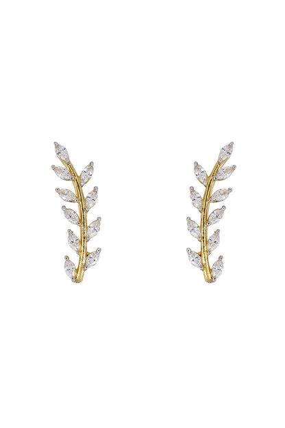 Gold Rhodium Plated Zircon Stud Earrings In Sterling Silver