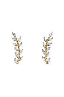 Gold Rhodium Plated Zircon Stud Earrings In Sterling Silver