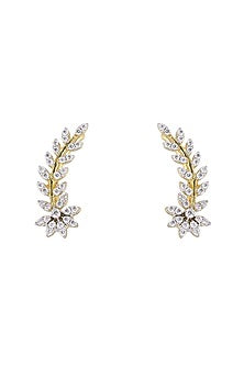 Gold Rhodium Plated Zircon Stud Earrings In Sterling Silver