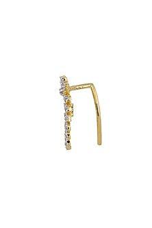 Gold Rhodium Plated Zircon Stud Earrings In Sterling Silver