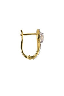 Gold Rhodium Plated Zircon Stud Earrings In Sterling Silver