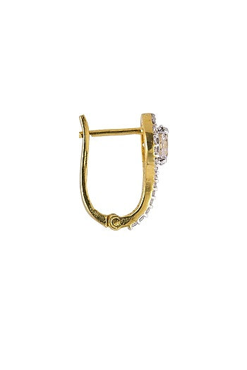 Gold Rhodium Plated Zircon Stud Earrings In Sterling Silver