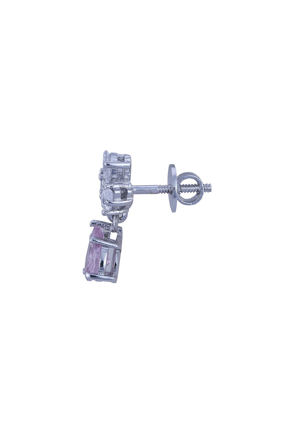 White Gold Plated Zircon Dangler Earrings In Sterling Silver