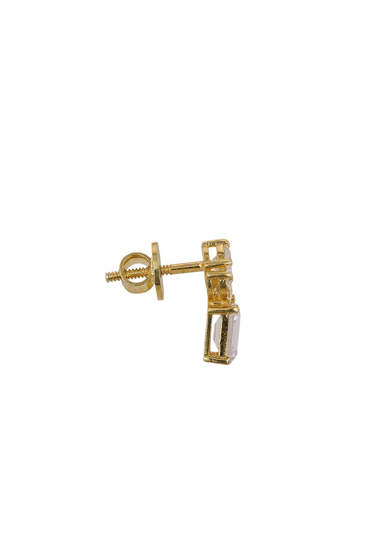 Gold Rhodium Plated Zircon Stud Earrings In Sterling Silver