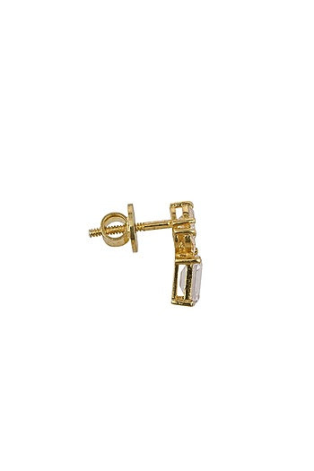 Gold Rhodium Plated Zircon Stud Earrings In Sterling Silver