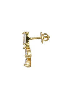 Gold Rhodium Plated Zircon Stud Earrings In Sterling Silver