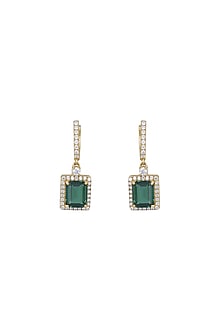 Gold Rhodium Plated Zircon Dangler Earrings In Sterling Silver