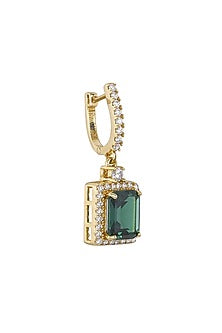 Gold Rhodium Plated Zircon Dangler Earrings In Sterling Silver