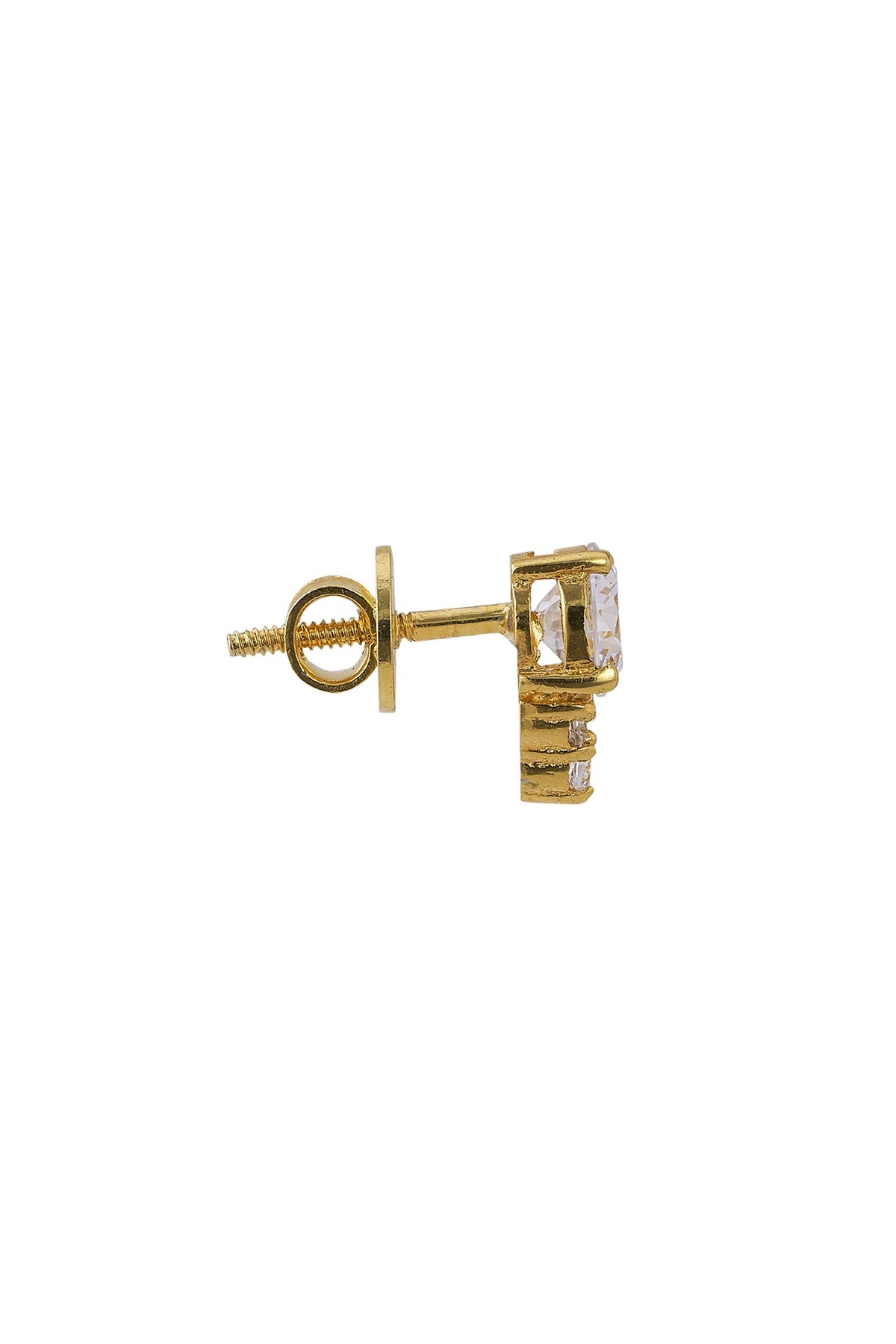 Gold Rhodium Plated Zircon Stud Earrings In Sterling Silver