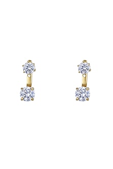 Gold Rhodium Plated Zircon Stud Earrings In Sterling Silver