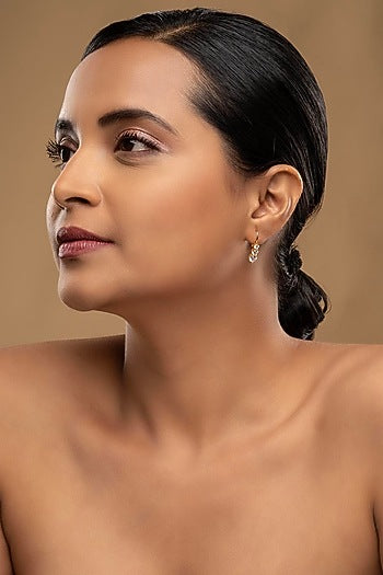 Gold Rhodium Plated Zircon Stud Earrings In Sterling Silver