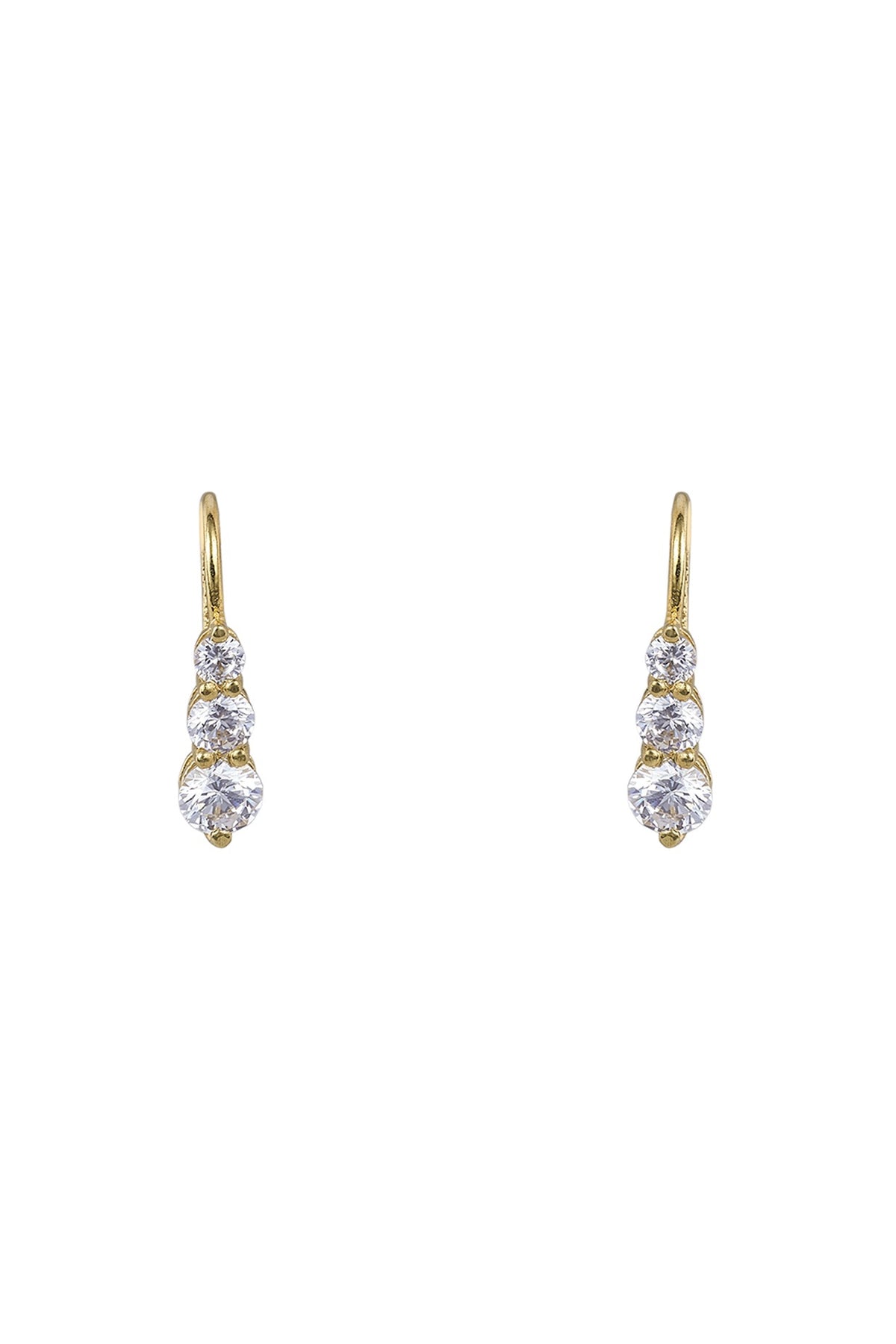 Gold Rhodium Plated Zircon Stud Earrings In Sterling Silver