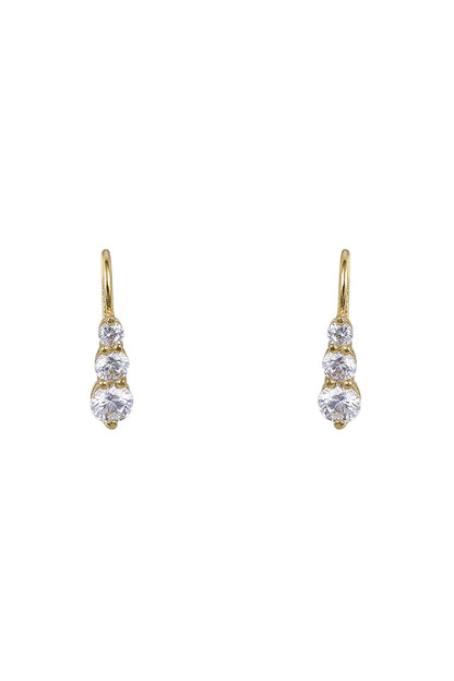 Gold Rhodium Plated Zircon Stud Earrings In Sterling Silver