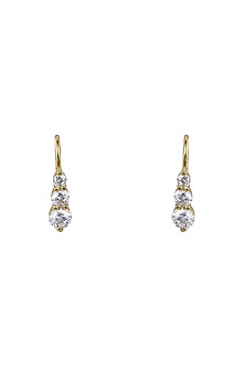 Gold Rhodium Plated Zircon Stud Earrings In Sterling Silver