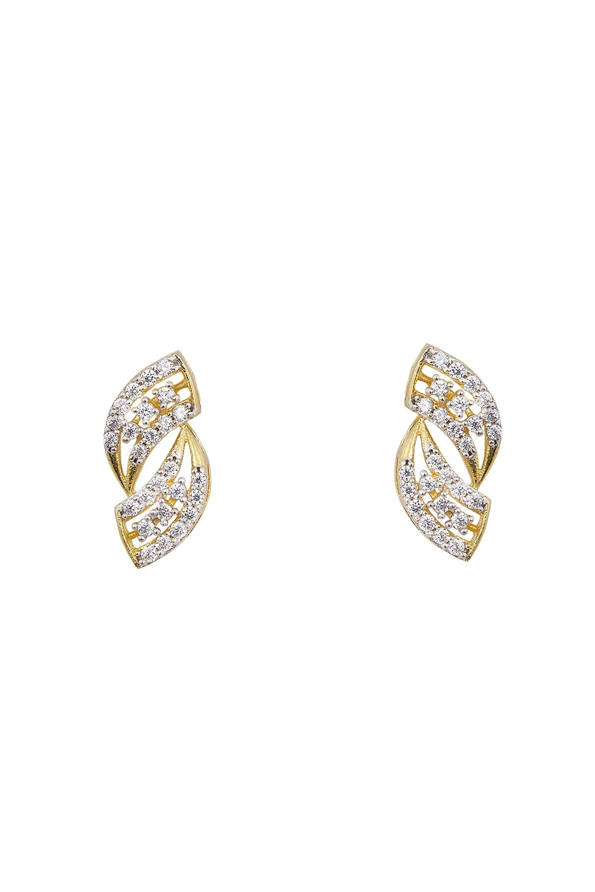 Gold Rhodium Plated Zircon Stud Earrings In Sterling Silver