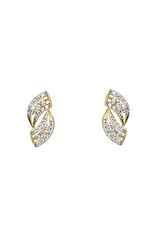 Gold Rhodium Plated Zircon Stud Earrings In Sterling Silver