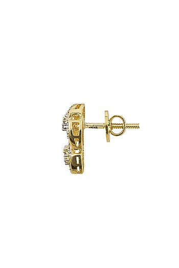 Gold Rhodium Plated Zircon Stud Earrings In Sterling Silver