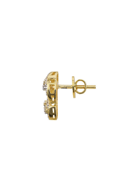 Gold Rhodium Plated Zircon Stud Earrings In Sterling Silver