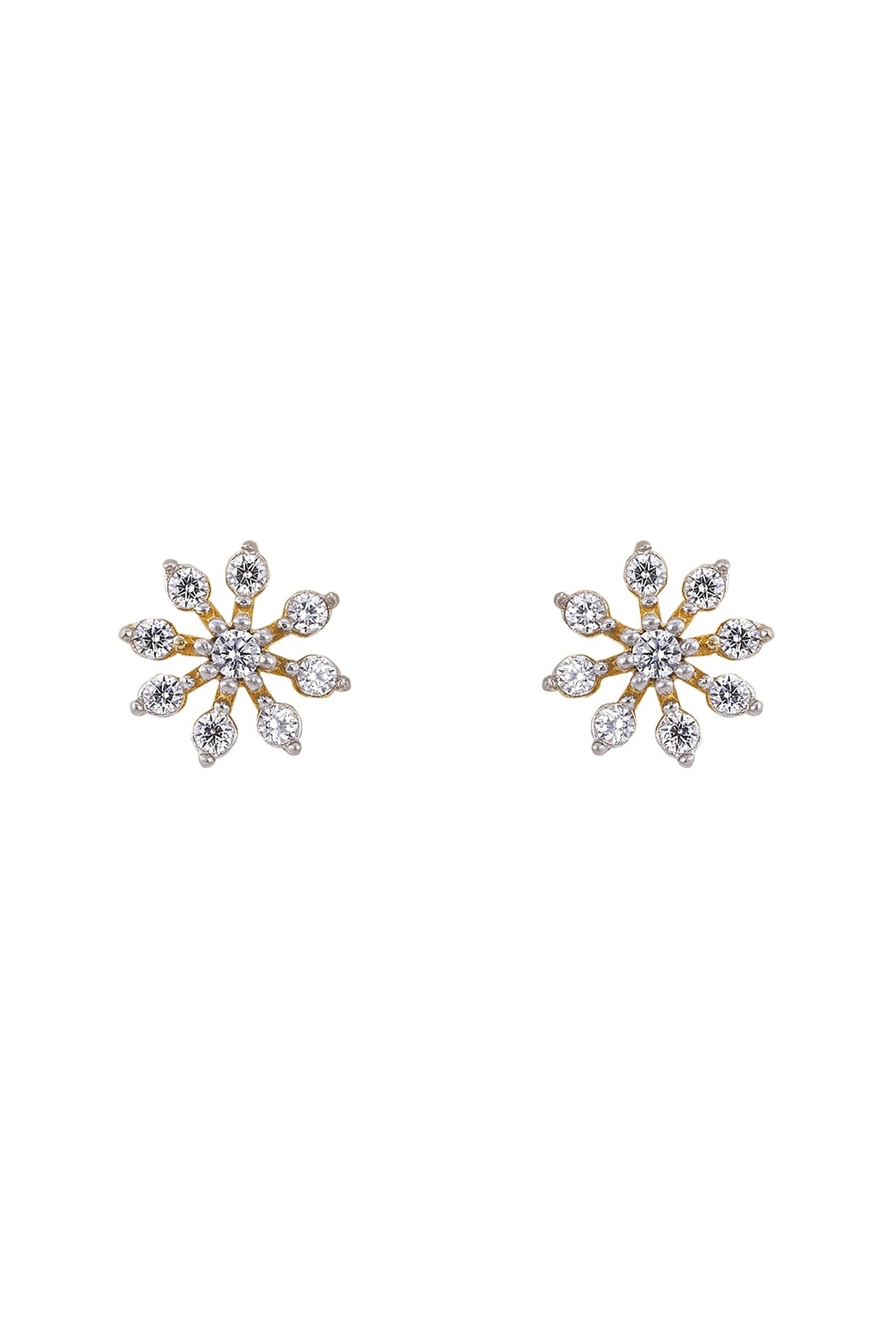 Gold Rhodium Plated Zircon Stud Earrings In Sterling Silver