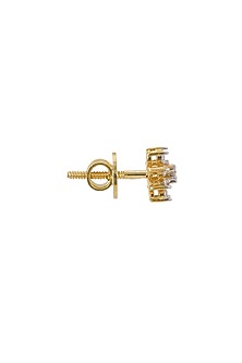 Gold Rhodium Plated Zircon Stud Earrings In Sterling Silver