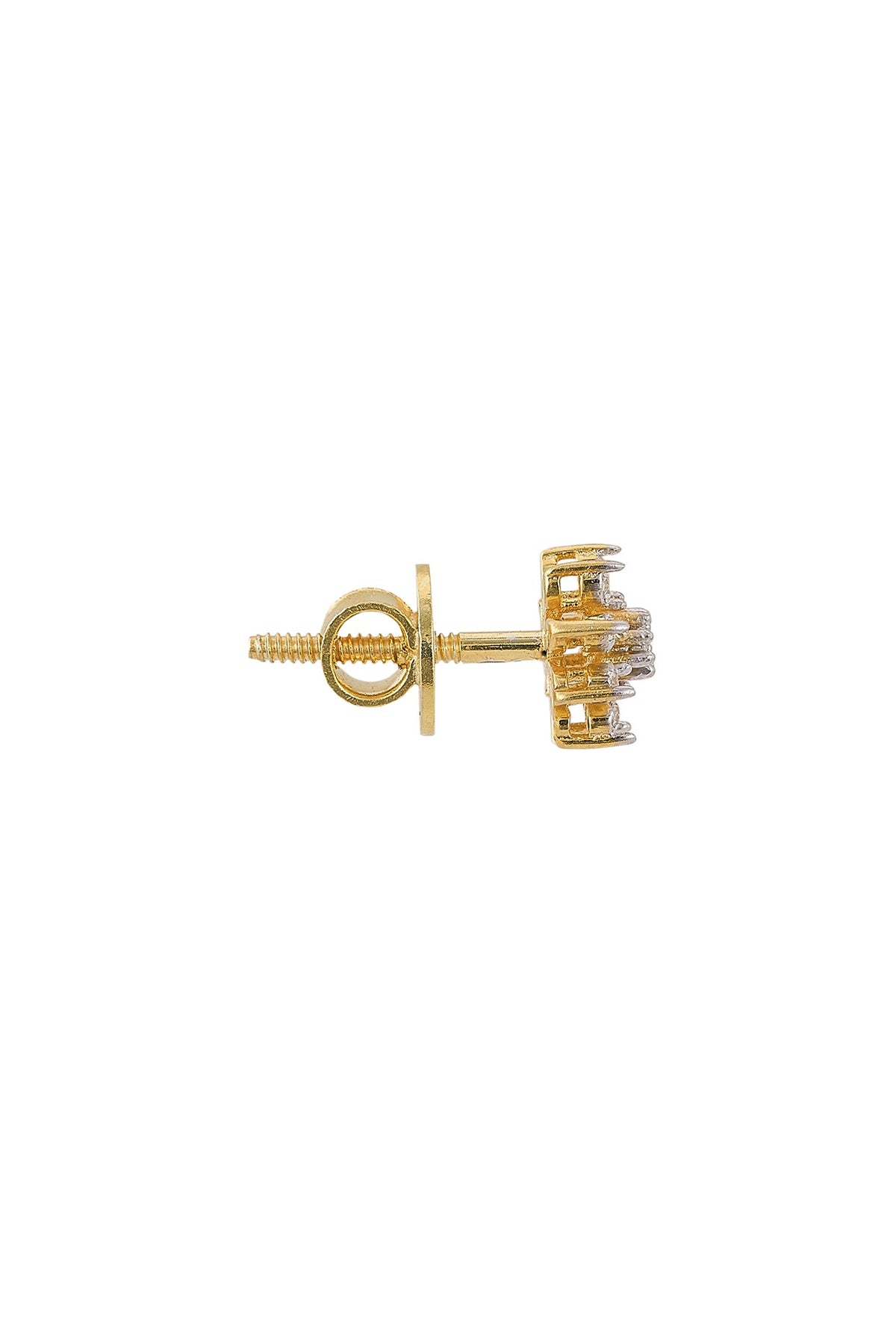 Gold Rhodium Plated Zircon Stud Earrings In Sterling Silver
