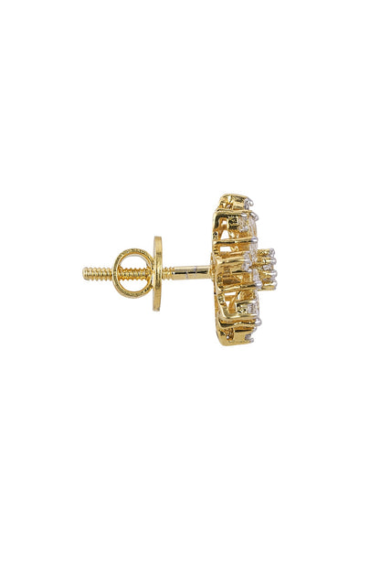 Gold Rhodium Plated Zircon Stud Earrings In Sterling Silver