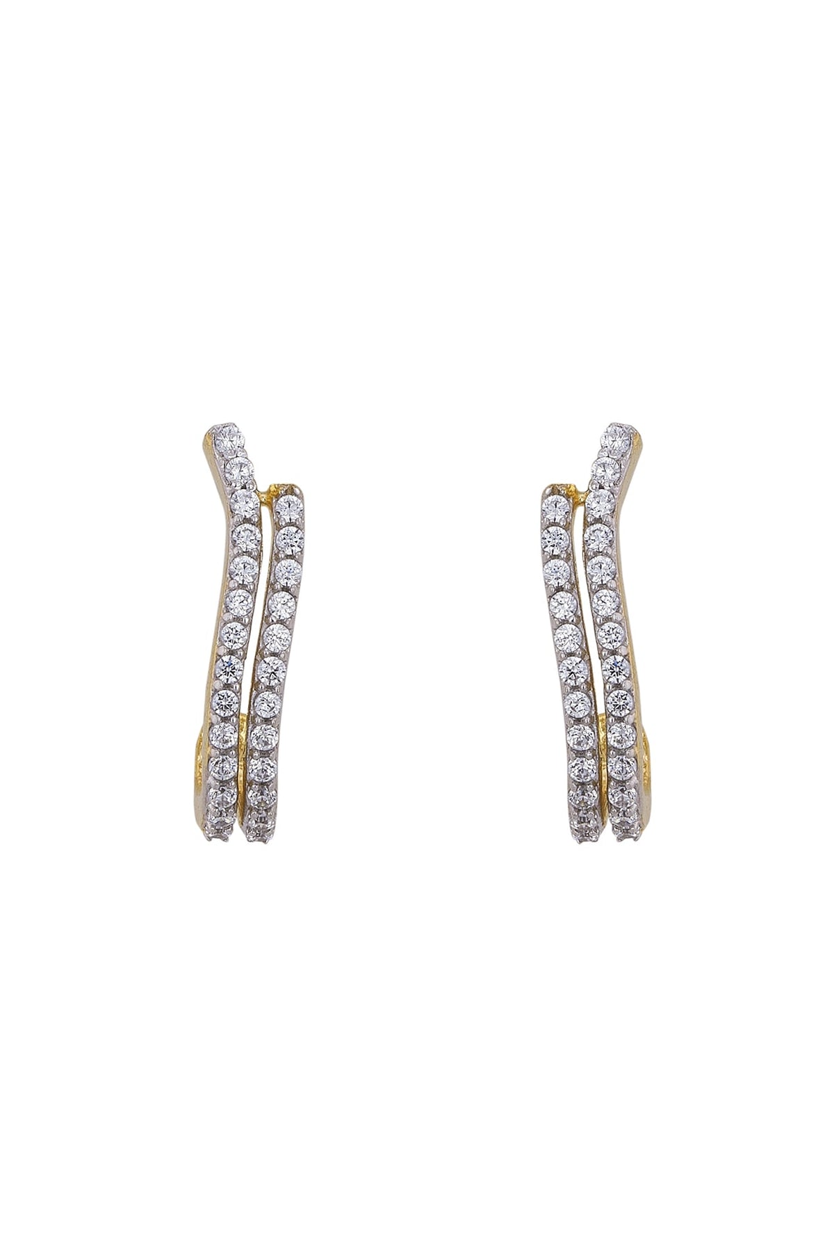 Gold Rhodium Plated Zircon Stud Earrings In Sterling Silver