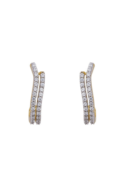 Gold Rhodium Plated Zircon Stud Earrings In Sterling Silver