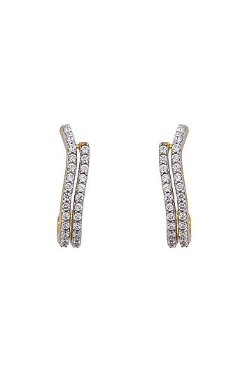 Gold Rhodium Plated Zircon Stud Earrings In Sterling Silver