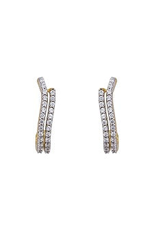 Gold Rhodium Plated Zircon Stud Earrings In Sterling Silver