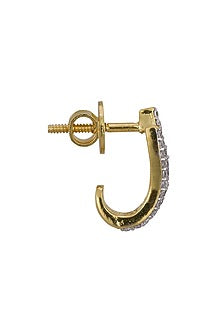 Gold Rhodium Plated Zircon Stud Earrings In Sterling Silver