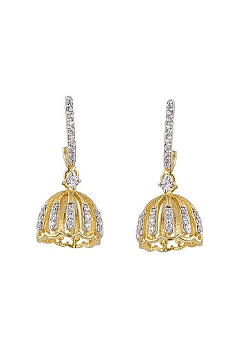 Gold Rhodium Plated Zircon Dangler Earrings In Sterling Silver