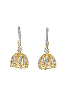 Gold Rhodium Plated Zircon Dangler Earrings In Sterling Silver